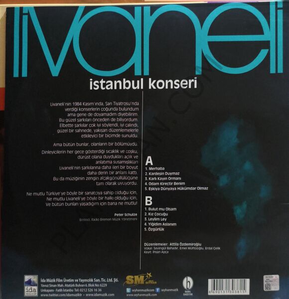 Livaneli - İstanbul Konseri ( Yeni Baskı ) LP PLAK