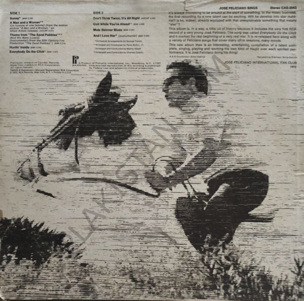 José Feliciano Sings -  LP PLAK