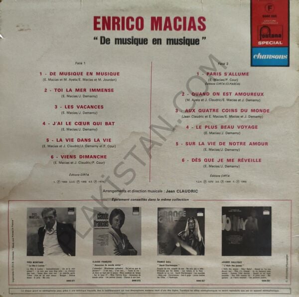 Enrico Macias – De Musique En Musique LP PLAK