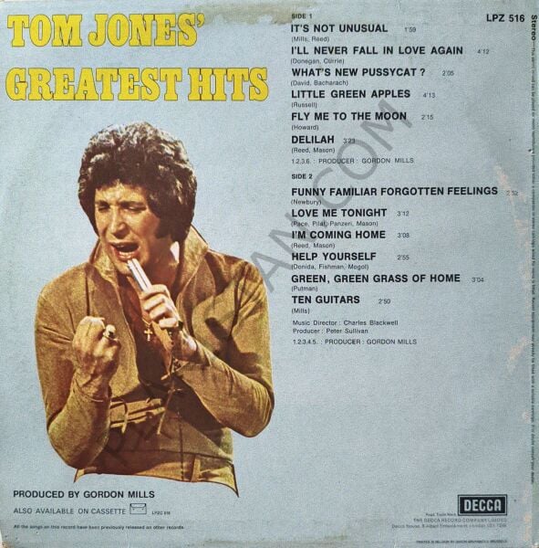 Tom Jones' Greatest Hits -  LP PLAK