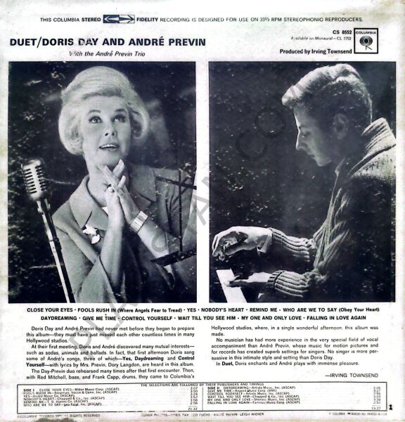 Doris Day And André Previn With The André Previn Trio – Duet LP PLAK