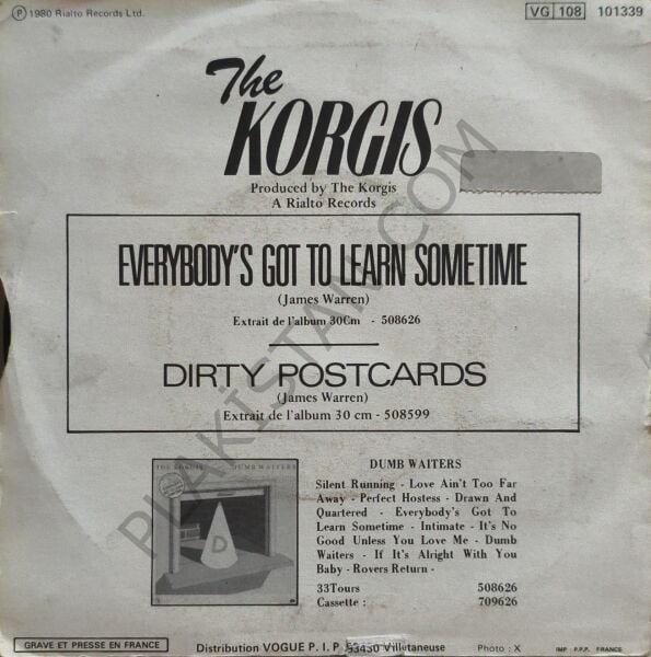 The Korgis – Everybody's Got To Learn Sometime 45 LİK PLAK