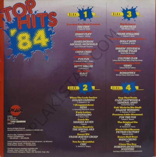 Top Hits '84 2 LP PLAK