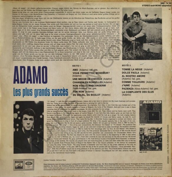 Adamo  - Les Plus Grands Succes LP PLAK