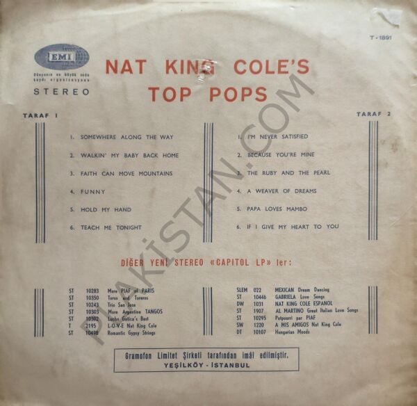 Nat King Cole - Top Pops LP PLAK