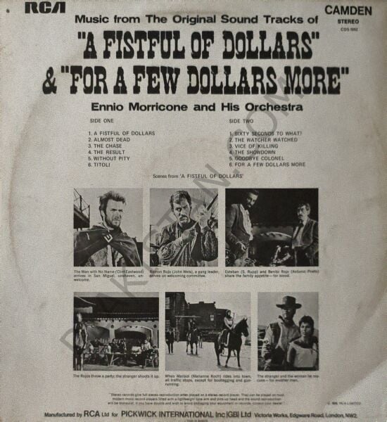 Ennio Morricone – Music From The Original Sound Tracks Of ''A Fistful Of Dollars'' & ''For A Few Dollars More'' LP PLAK...