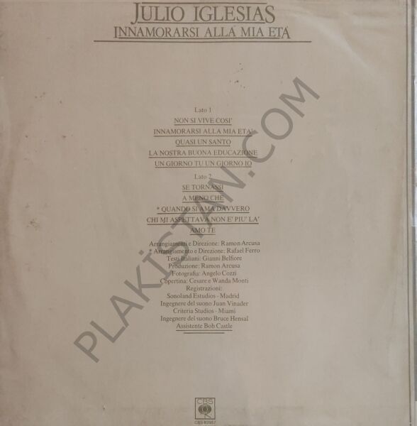 Julio Iglesias – Innamorarsi Alla Mia Età LP PLAK