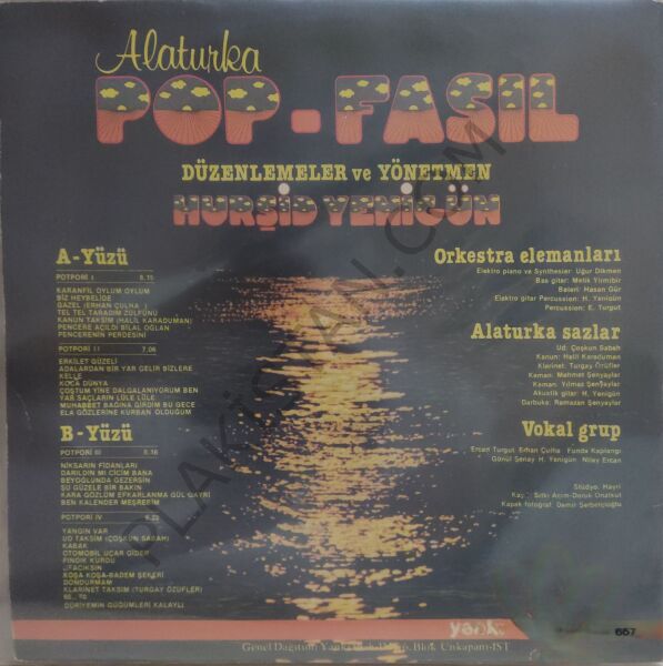 Alaturka Pop Fasıl 1 Hurşid Yenigün Saz ve Vokal Grubu LP