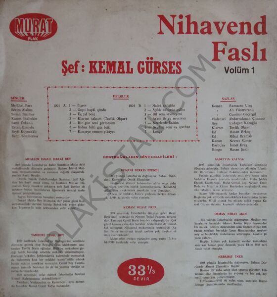 Kemal Gürses Nihavent Faslı LP
