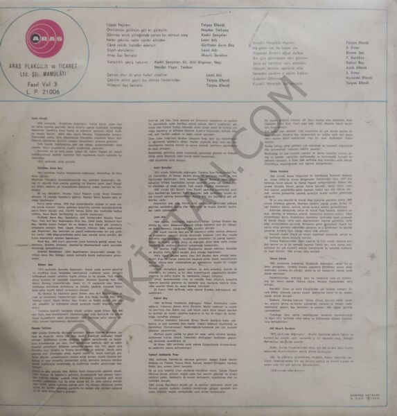 Kürdilihicazkar Uşşak Hüseyni Faslı LP PLAK