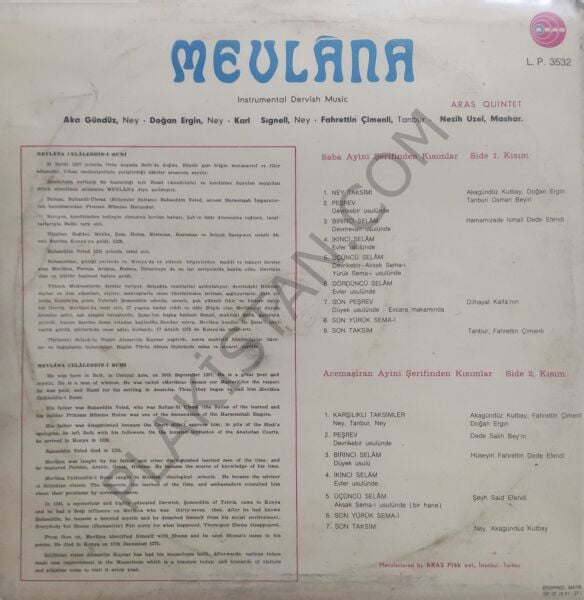 Akagündüz Kutbay – Mevlâna (Instrumental Dervish Music) LP PLAK