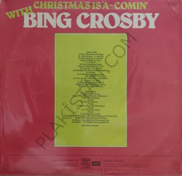 Christmas Is A-Comin' With Bing Crosby LP PLAK
