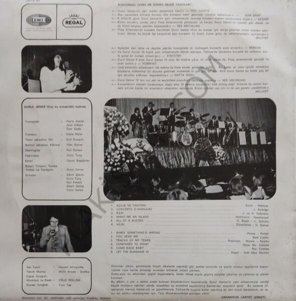 Durul Gence 10 İlk Konser LP PLAK
