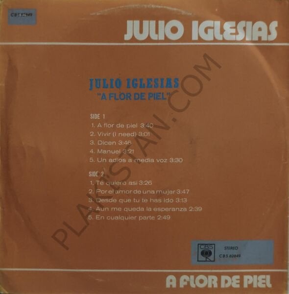 Julio Iglesias ‎– A Flor De Piel -  LP PLAK
