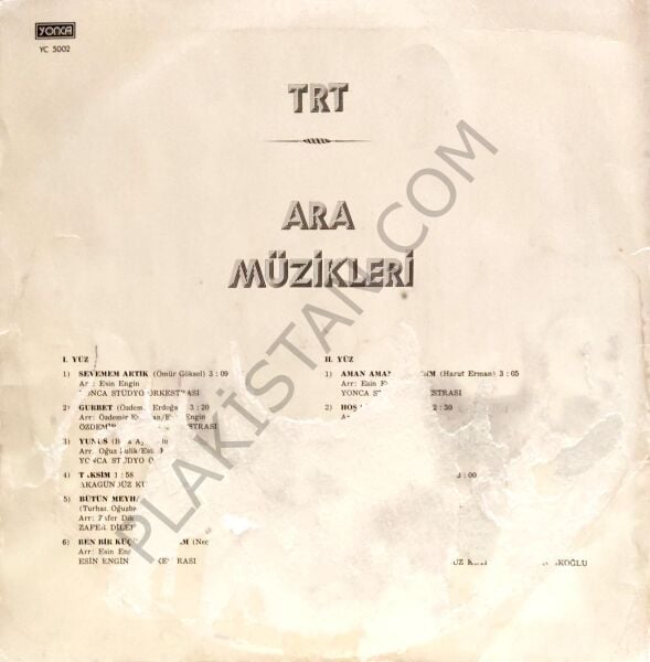 TRT Ara Müzikleri 1 LP PLAK