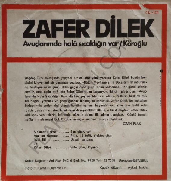 Zafer Dilek - Avuçlarımda Hala Sıcaklığın Var 45 LİK PLAK