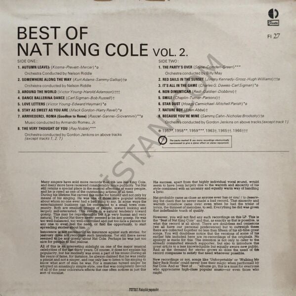 Nat King Cole – The Best Of Nat King Cole Vol. 2  & LP PLAK