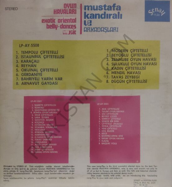 Mustafa Kandıralı Oriental Oyun Havaları  LP