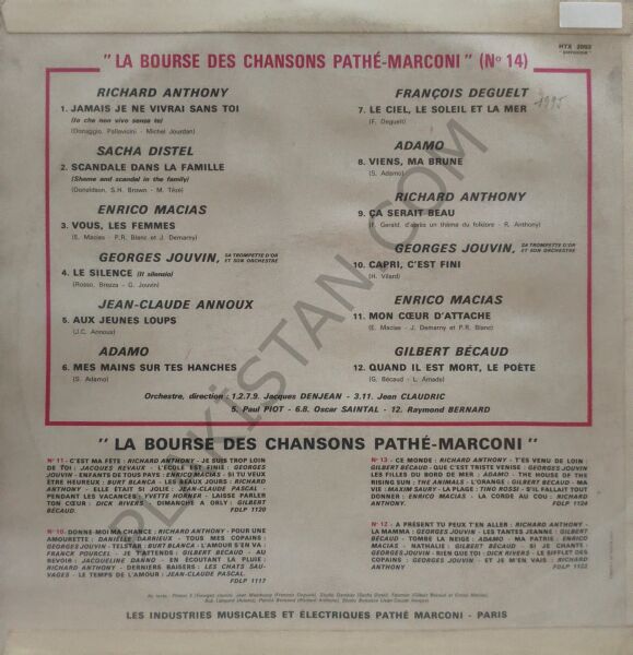 La Bourse Des Chansons Pathé-Marconi (N° 14) LP PLAK