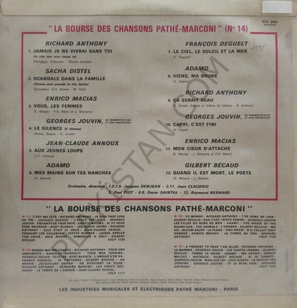 La Bourse Des Chansons Pathé-Marconi (N° 14) LP PLAK