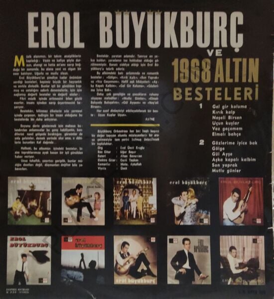 Erol Büyükburç ve 1968 Altın Besteleri Kırık Kalp LP PLAK