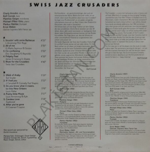Swiss Jazz Crusaders* – Swiss Jazz CrusadersLP PLAK