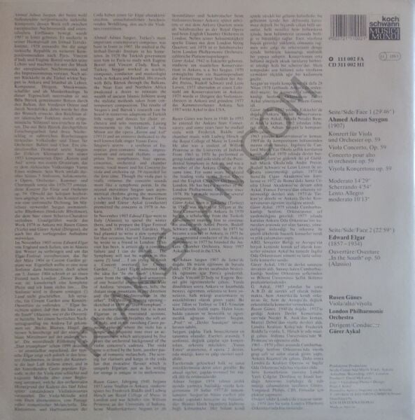 Ahmet Adnan Saygun - Edward Elgar LP PLAK