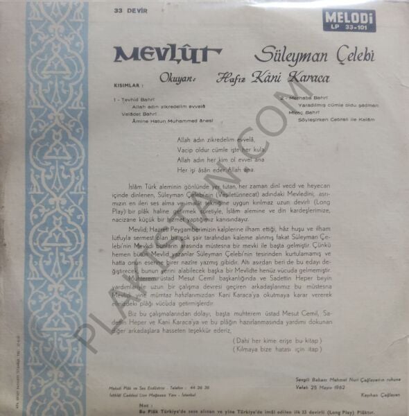 Kani Karaca - Mevlüt LP PLAK