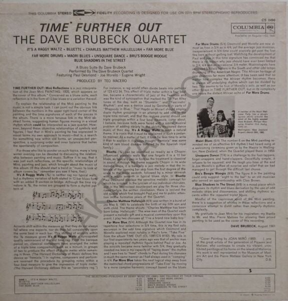 The Dave Brubeck Quartet – Time Further Out (Miro Reflections) LP PLAK