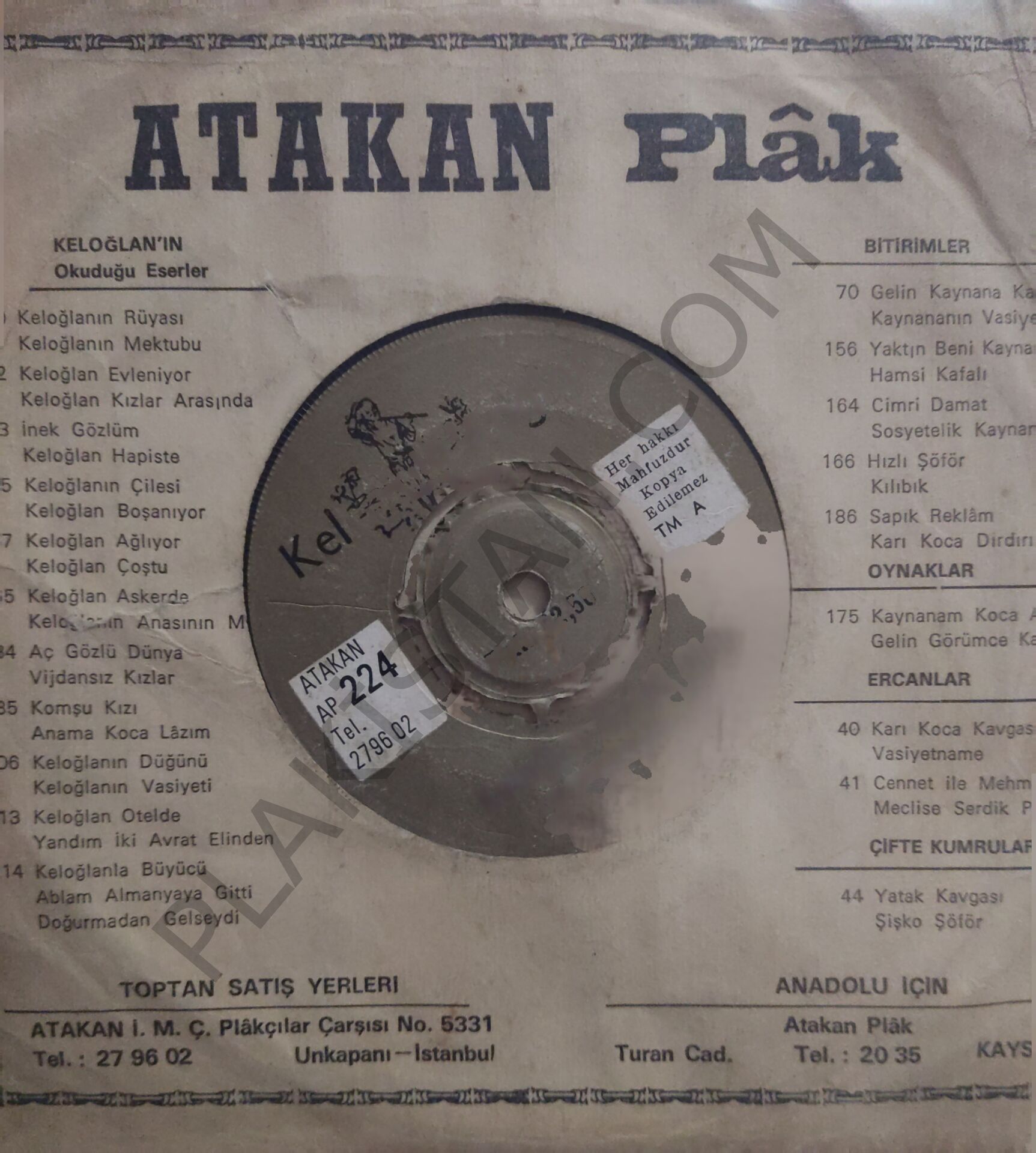 Keloğlan - Keloğlan bekçi oldu - 45lik PLAK