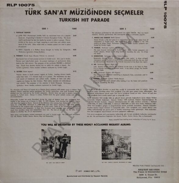 Türk Sanat Müziğinden Seçmeler LP PLAK
