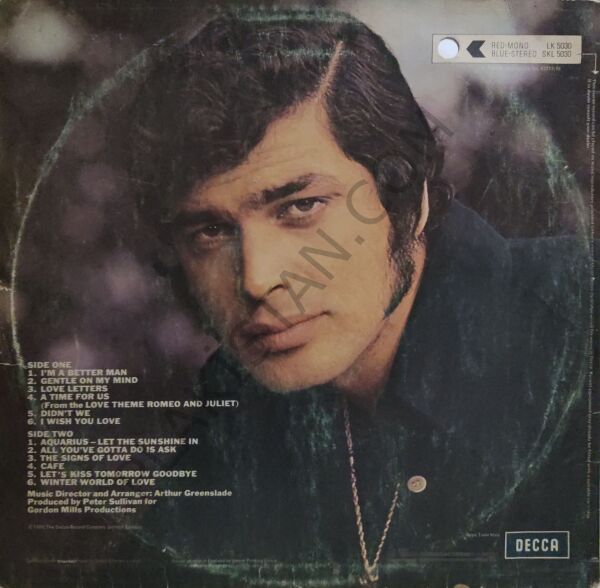 ENGELBERT HUMPERDINCK 1969 LP PLAK