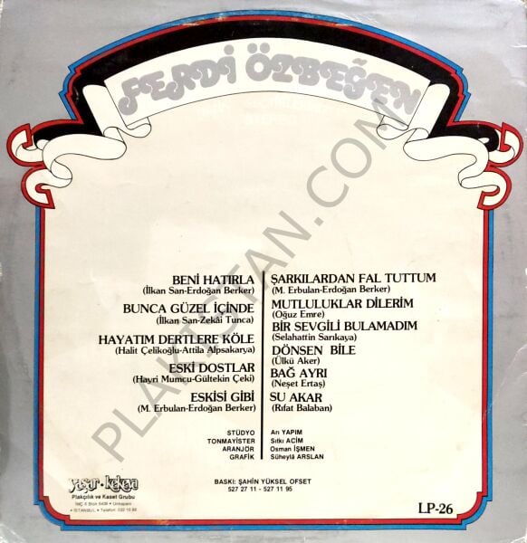 Ferdi Özbeğen Sizin Seçtiklerinizle LP PLAK