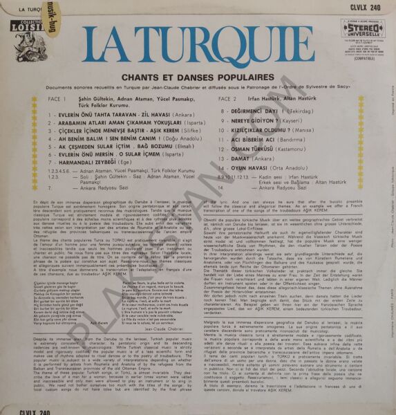 La Turquie Chants Et Danses Populaires LP