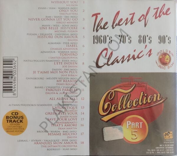 THE BEST OF THE 1960's 70's 80's 90's CLASSİC'S PART 5 CD