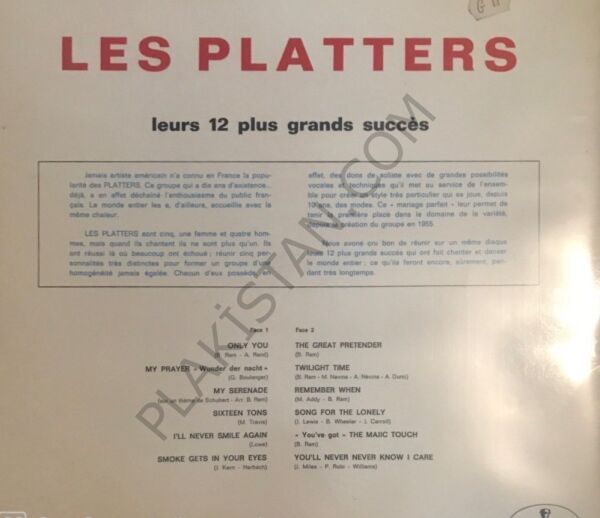 Les Platters* – Leurs 12 Plus Grands Succès LP PLAK