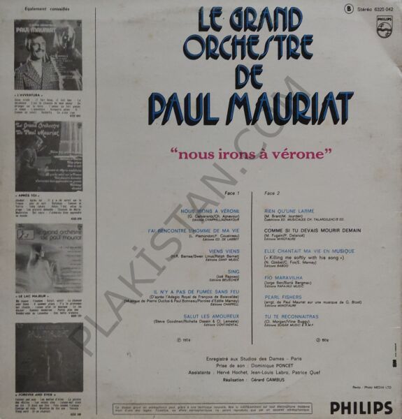 Le Grand Orchestre De Paul Mauriat – Nous Irons A Vérone LP PLAK