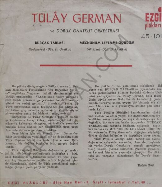 Tülay German Burçak Tarlası 45lik