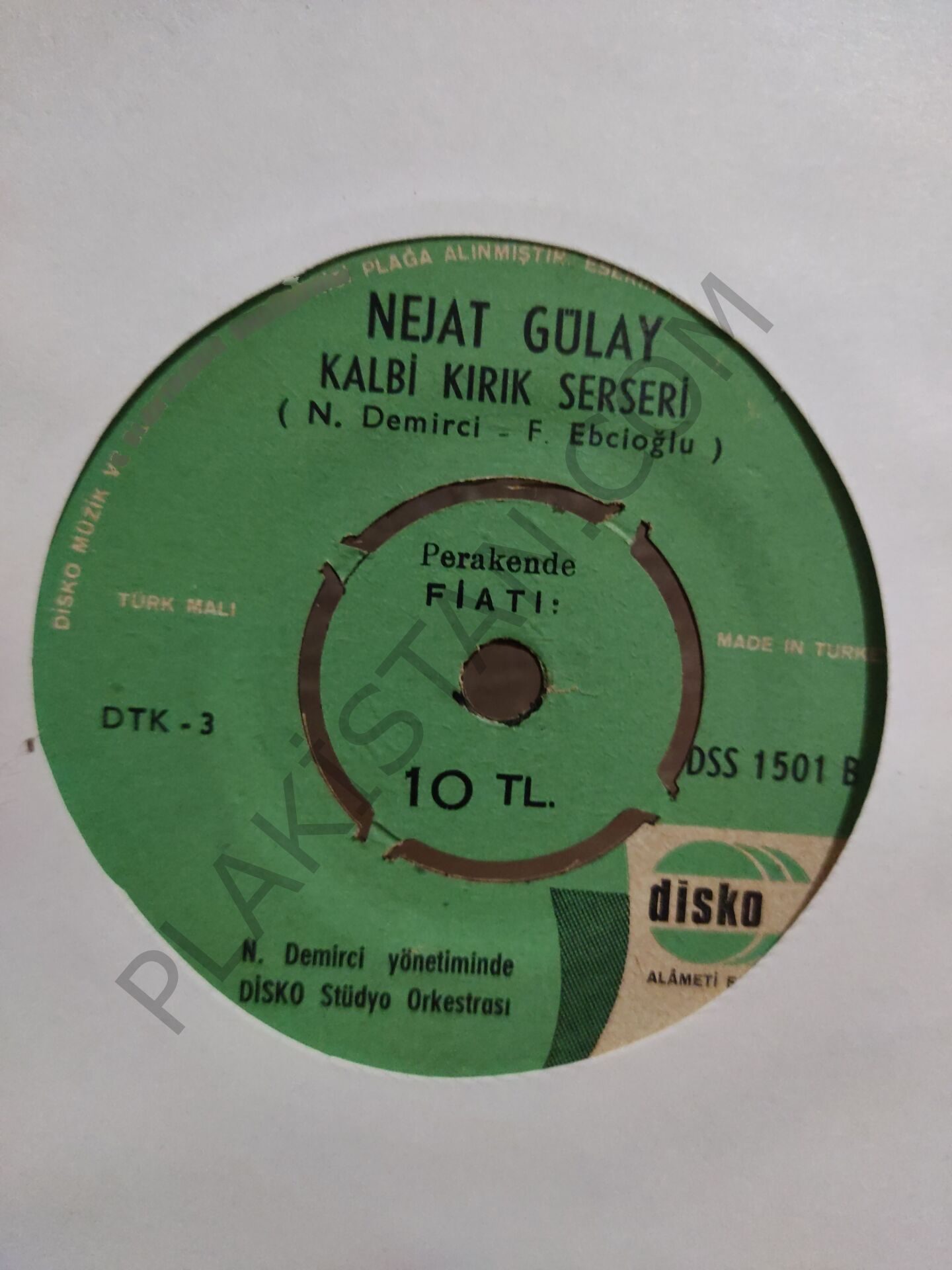 Nejat Gülay Kalbi Kırık Serseri - Yeşil göbek 45lik PLAK