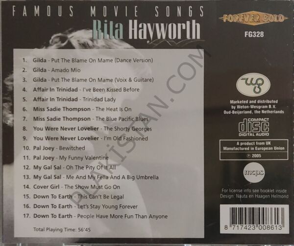 Rita Hayworth – Famous Movie Songs CD