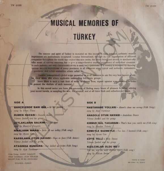 Musical Memories Of Turkey LP PLAK