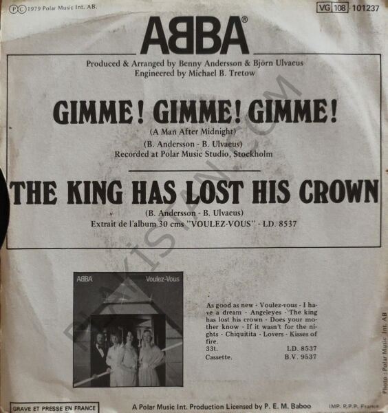 ABBA – Gimme! Gimme! Gimme! (A Man After Midnight) 45 LİK PLAK