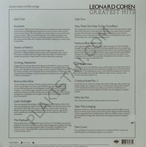 Leonard Cohen - Greatest Hits LP PLAK