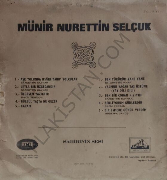 Münir Nurettin - Ben yürürüm yane yane - Selçuk LP PLAK