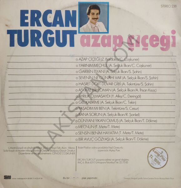 Ercan Turgut - Azap Çiçeği İkili plak  LP