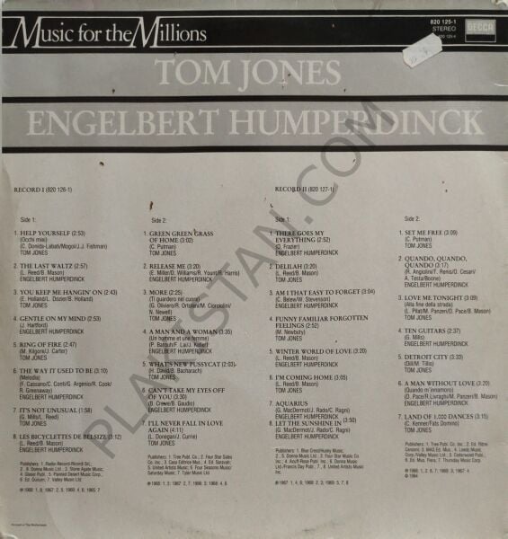 Tom Jones & Engelbert Humperdinck 2 LP PLAK
