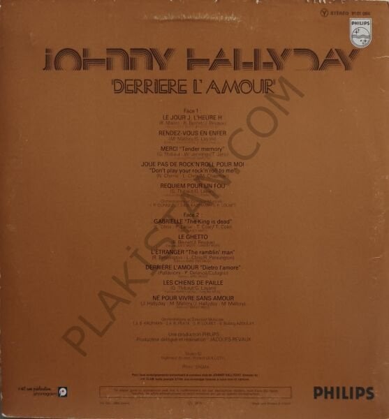 Johnny Hallyday – Derrière L'amour LP PLAK