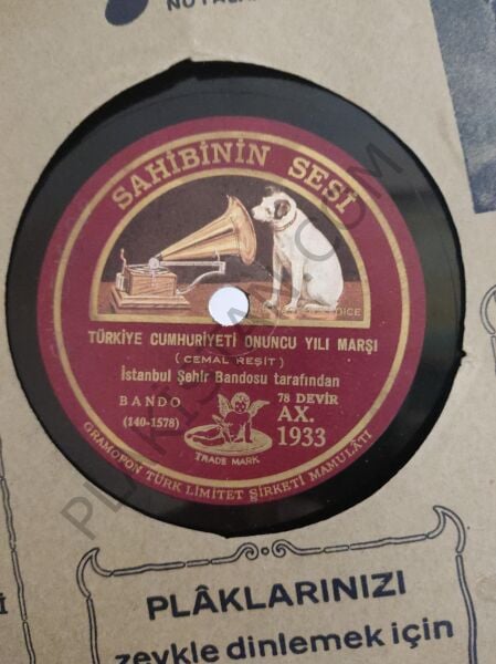 TÜRKİYE CUMHURİYETİ 10 YIL MARŞI. 78 DEVİR TAŞ PLAK