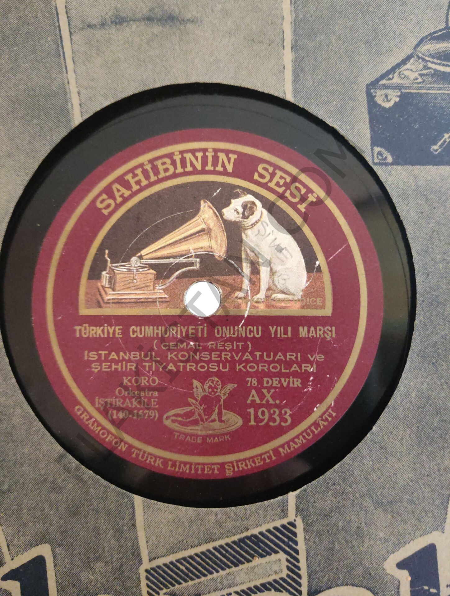 TÜRKİYE CUMHURİYETİ 10 YIL MARŞI. 78 DEVİR TAŞ PLAK