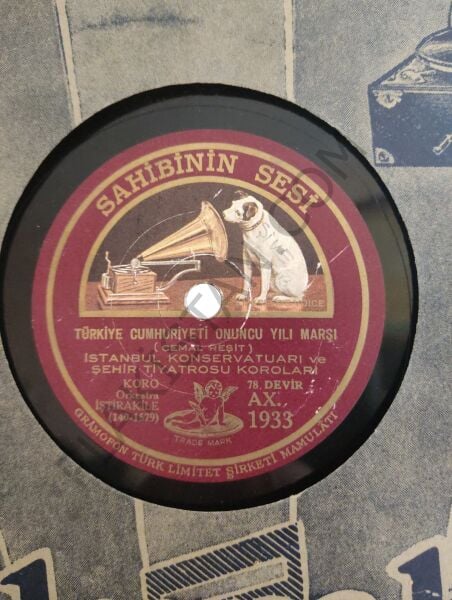 TÜRKİYE CUMHURİYETİ 10 YIL MARŞI. 78 DEVİR TAŞ PLAK